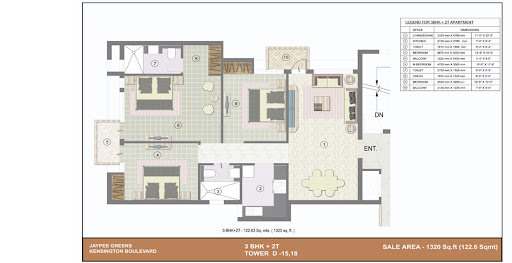 3 BHK FALT FOR SALE IN JAYPEE BOULEVARD SECTOR 131 NOIDA