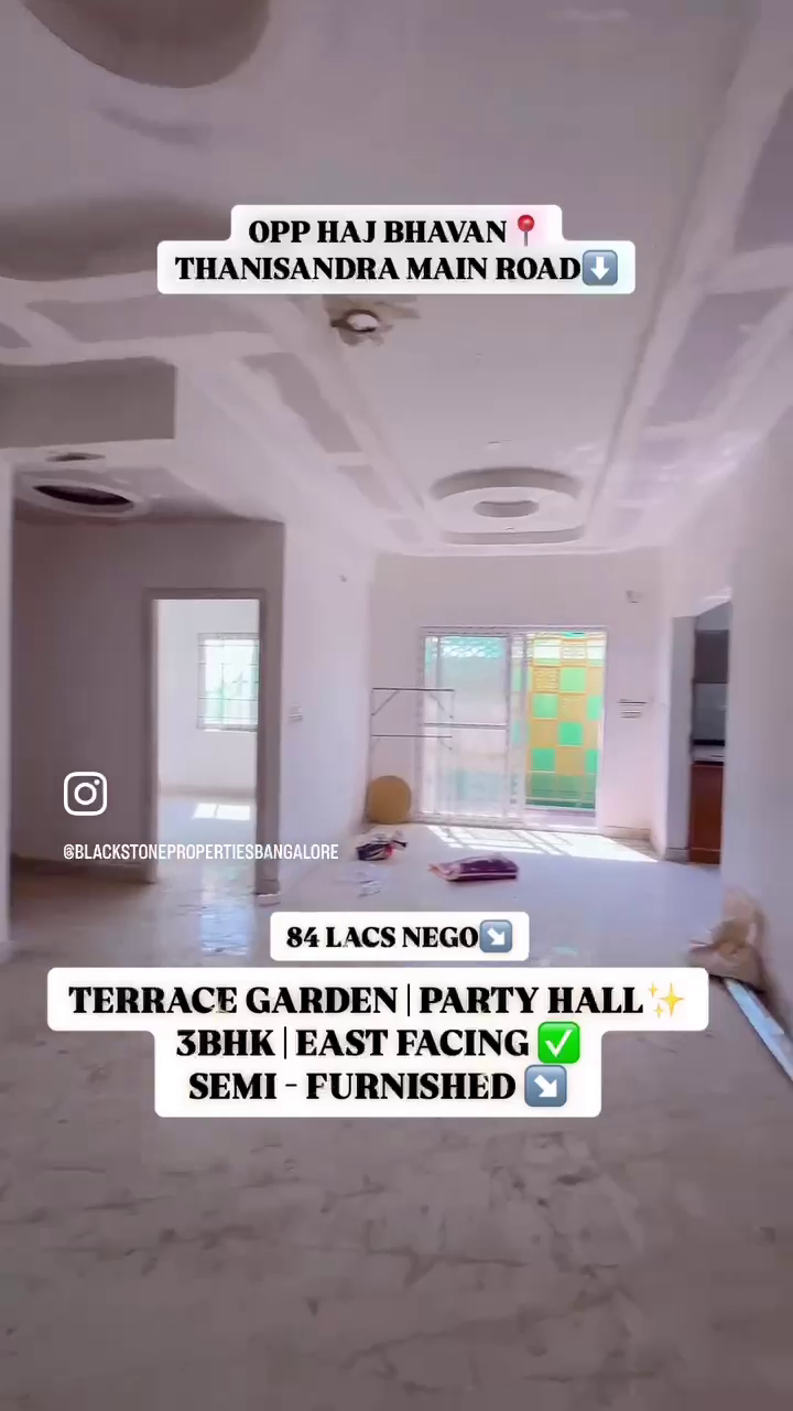 3 BHK Semi Furnished  for sale  Thanisandra Main Road 