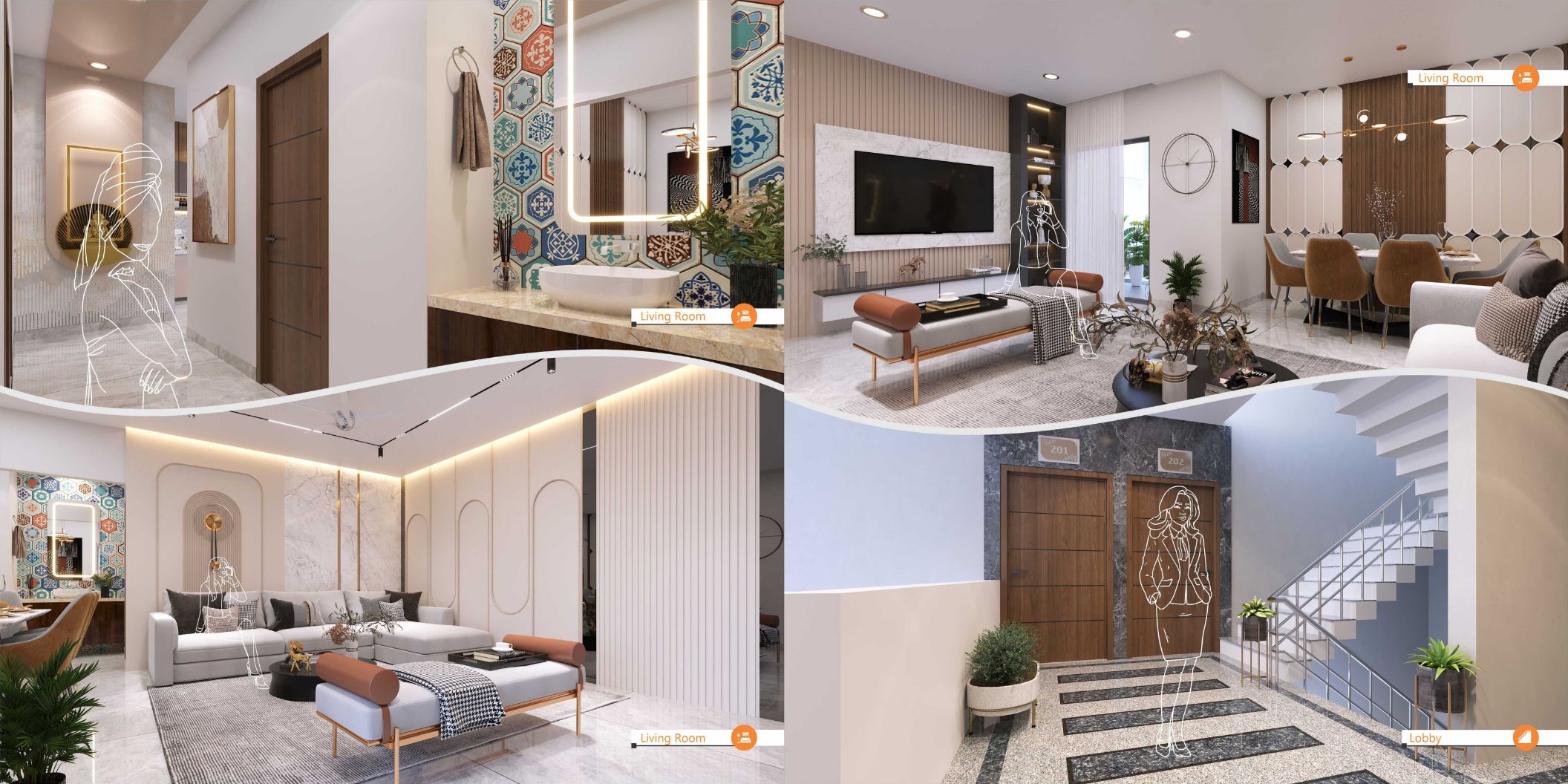 1091 sq.ft. Super Built-up Area | 2 BHK