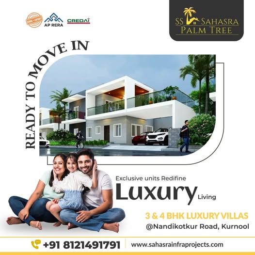 Independent villas with Children Play Area in Nandikutkur Road || SS Sahasra Palm Tree 3 and 4BHK Villas 