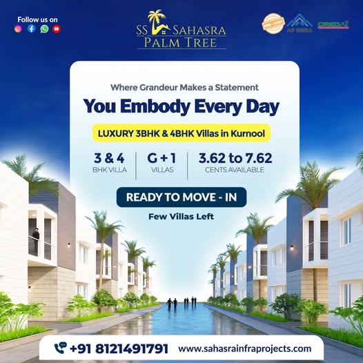 Rera Approval Luxury: High Class Amenities in Exclusive Gated Communities || SS Sahasra Palm Tree 3 and 4BHK Villas 