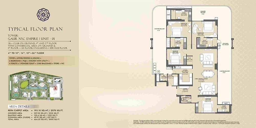 Gaur NYC Residences wave city, Ghaziabad - 4 BHK Luxury Apartment