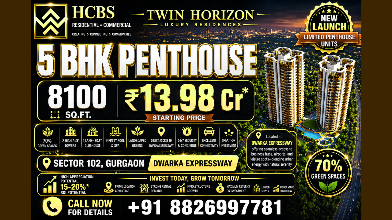 HCBS Twin Horizon 8100 SQFT ?13.98 Cr* Penthouse New Booking | +91 8826997781